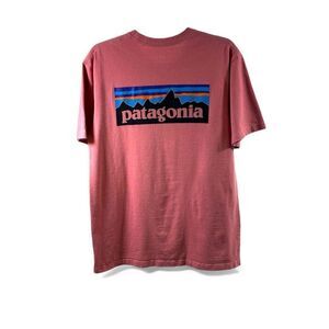 Patagonia Short Sleeve T Shirt with Big Logo in the Back In Pink Size M